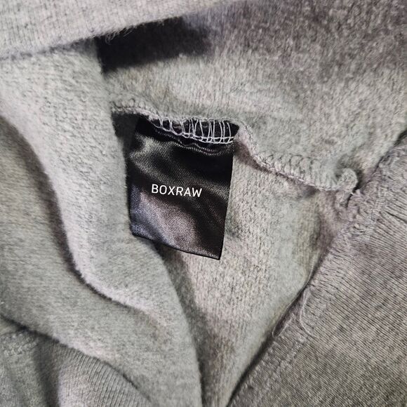 BOXRAW HOODIE Men's Large Grey with Chrome Logo Classic Pullover Streetwear - Picture 7 of 11